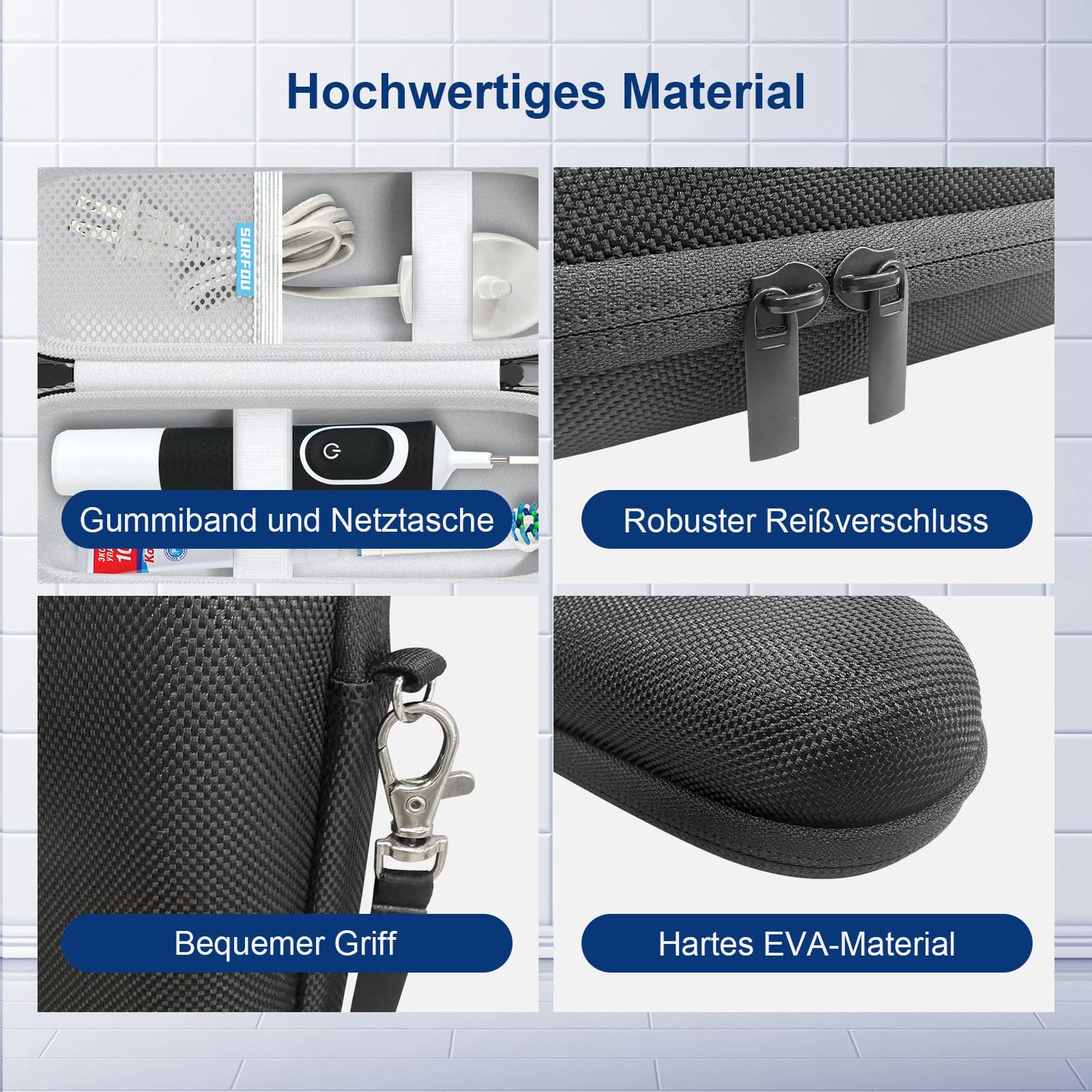 SURFOU Elektryczne etui na szczoteczki do zębów Oral B/Oral-B Pro/Phlips Sonicare, przenośna twarda obudowa, torba podróżna, Travel Essentials, etui podróżne z akcesoriami, czarne, czarny, Classic