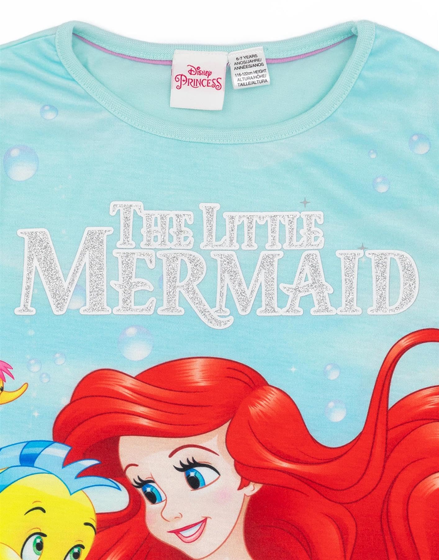 Disney Pigiama Sirenetta | Blu T-Shirt Manica Corta & Shorts Loungewear Pigiami per Bambini | Ariel & Flounder Abbigliamento da Notte da Sirena Subacquea | Movie Pigiama Pigiame Pigiameria