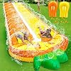3 Sided Safe Fence ] Pineapple Lawn Water Slides with 2 Bodyboards for Kids Adults, Heavy Duty Water Toys Sprinkler 2 Race Lane Outdoor Summer Beach Swimming Pool Water Game Party, 20 x 5.6 ft