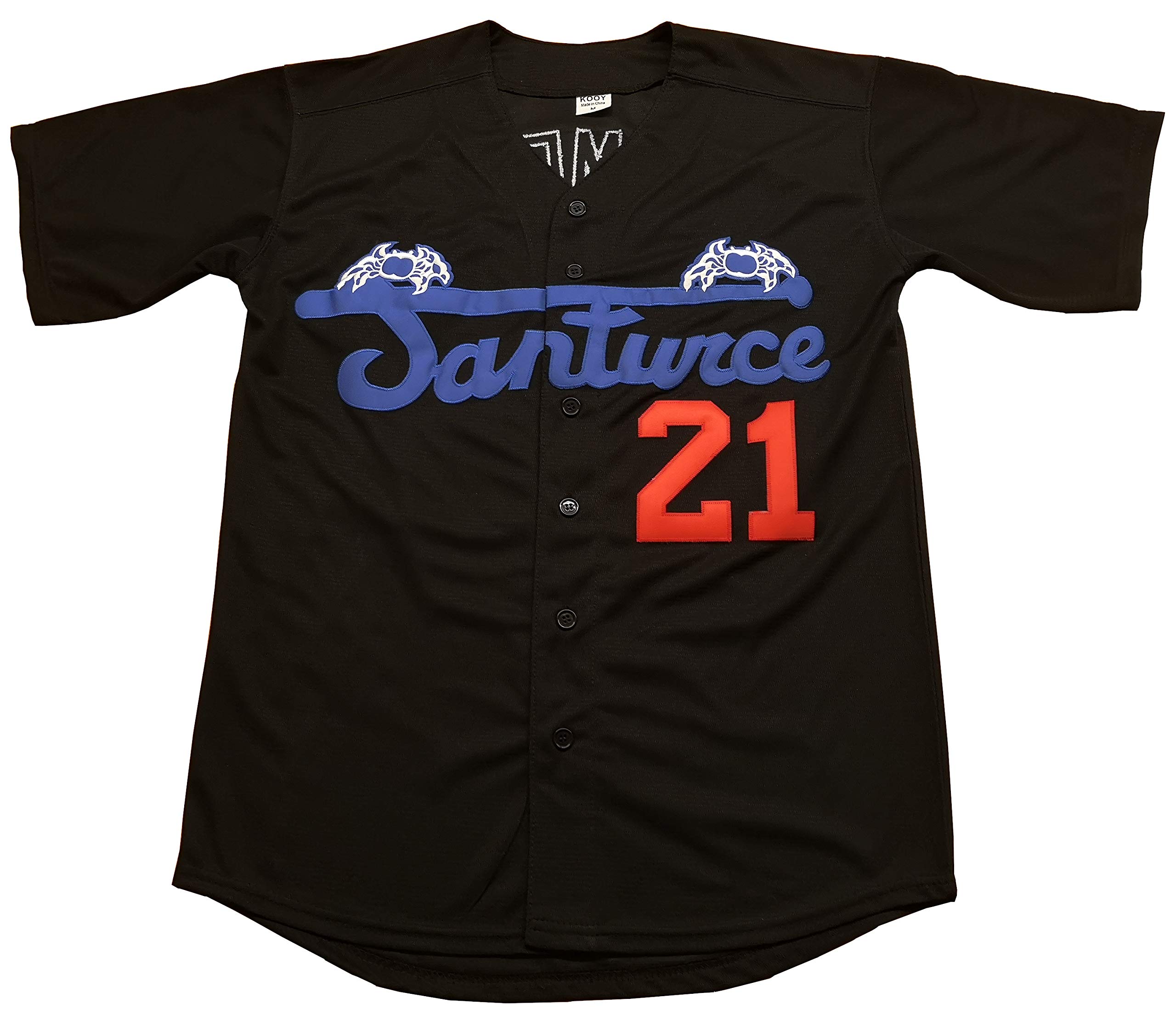 Kooy Roberto Clemente #21 Santurce Crabbers Puerto Rico Baseball Jersey Men (Black, X-Large)