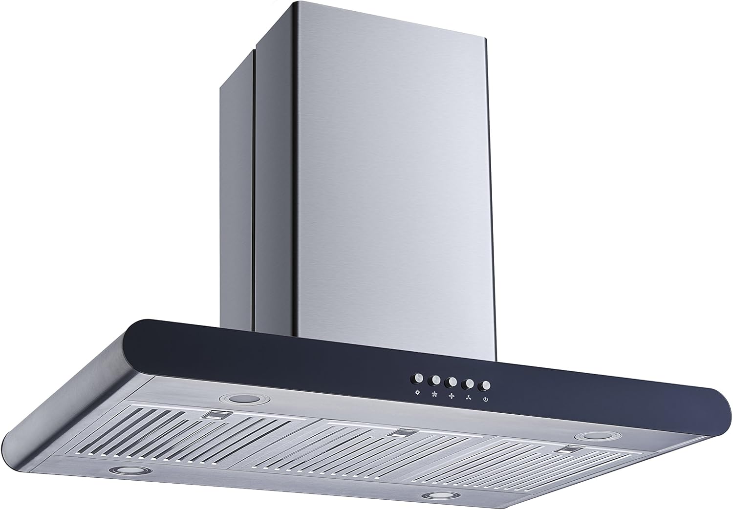 Angled view of Winflo 36 Inch Island Range Hood
