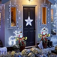 Vista 3 de Paquete de 2 tiras de luces solares de 100 luces LED para exteriores, impermeables, de 42.7 pies, luces solares de Navidad de alambre verde, 8 modos