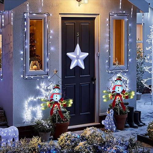 Miniatura 3 de Paquete de 2 tiras de luces solares de 100 luces LED para exteriores, impermeables, de 42.7 pies, luces solares de Navidad de alambre verde, 8 modos