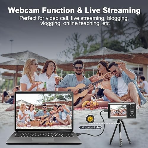 Miniatura 5 de Cámara digital 5K 80MP con zoom digital y flash de 18X, cámara de video de doble pantalla para YouTube con tarjeta TF de 32 GB y 2 baterías, cámara