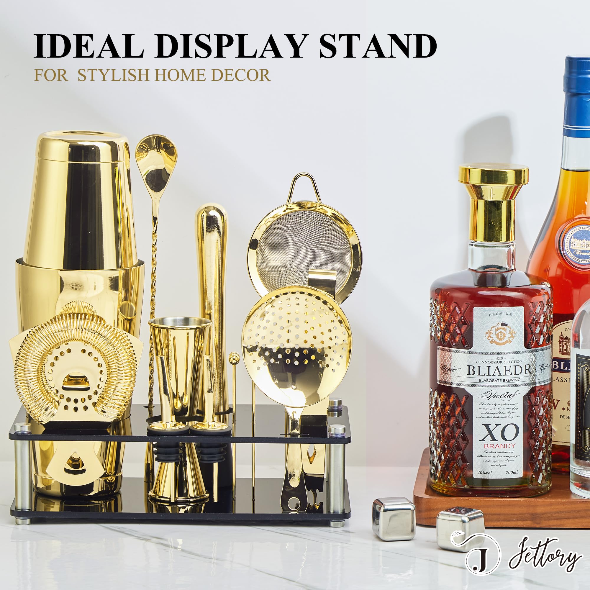 Boston Shaker Set 16-teilig – Cocktail Set In Rose Gold Mit Acryl-Ständer
