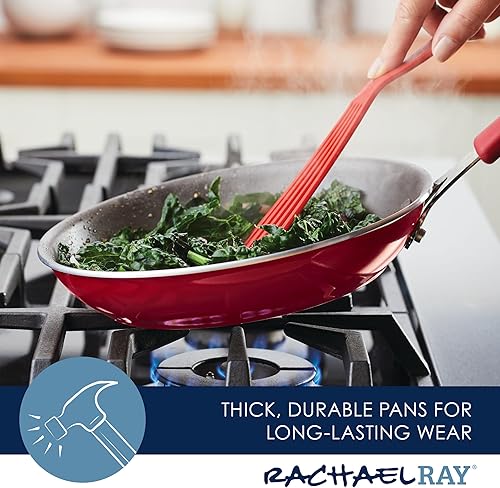 Miniatura 3 de Rachael Ray Cook + Create - Sartén antiadherente, 10 pulgadas, color rojo