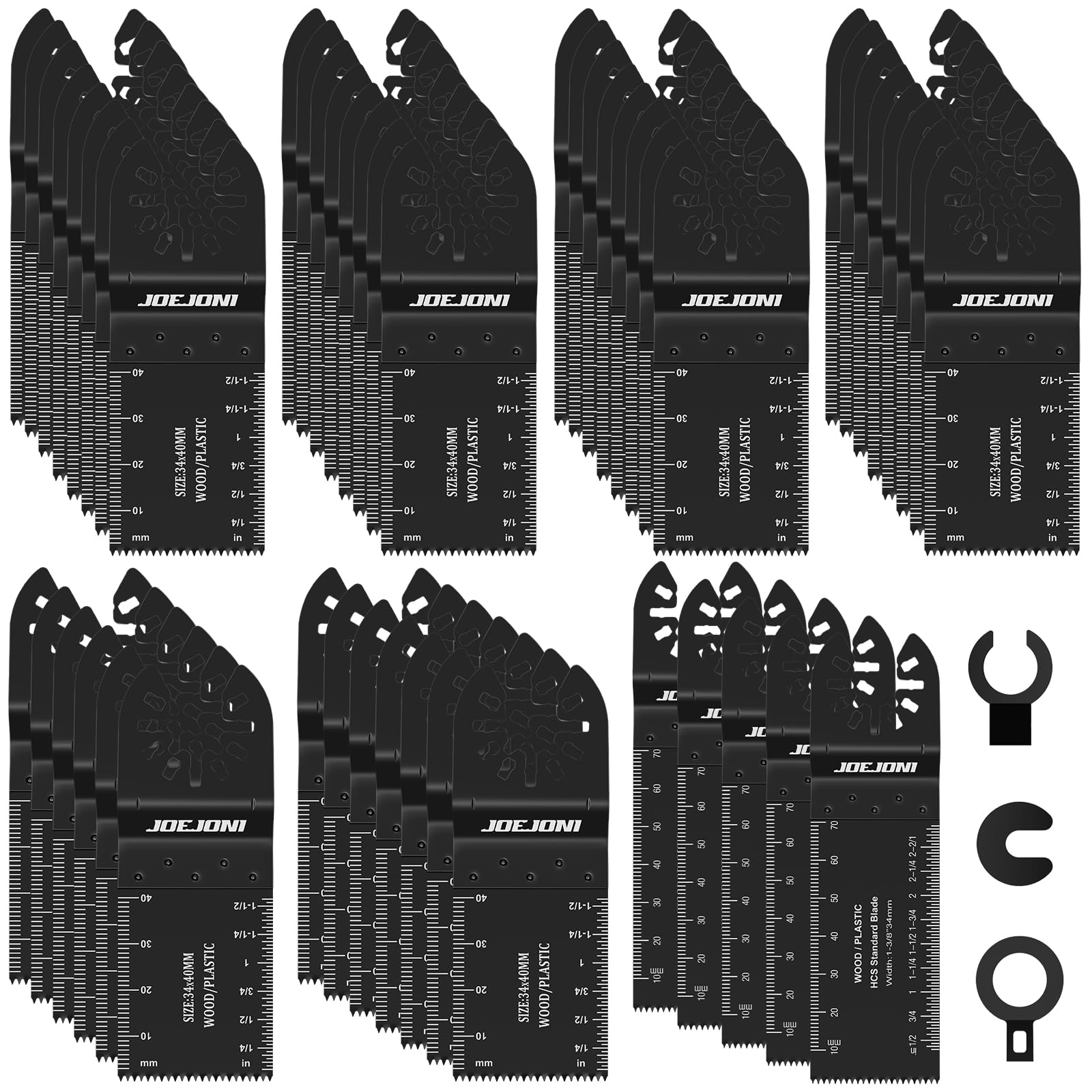 53pcs Multi Tool Blades Set, Universal Oscillating Saw Blades, Oscillating Tool Accessories for Wood, Compatible with Fein Multimaster, Ryobi, Milwaukee, Bosch, Dremel, Rockwell