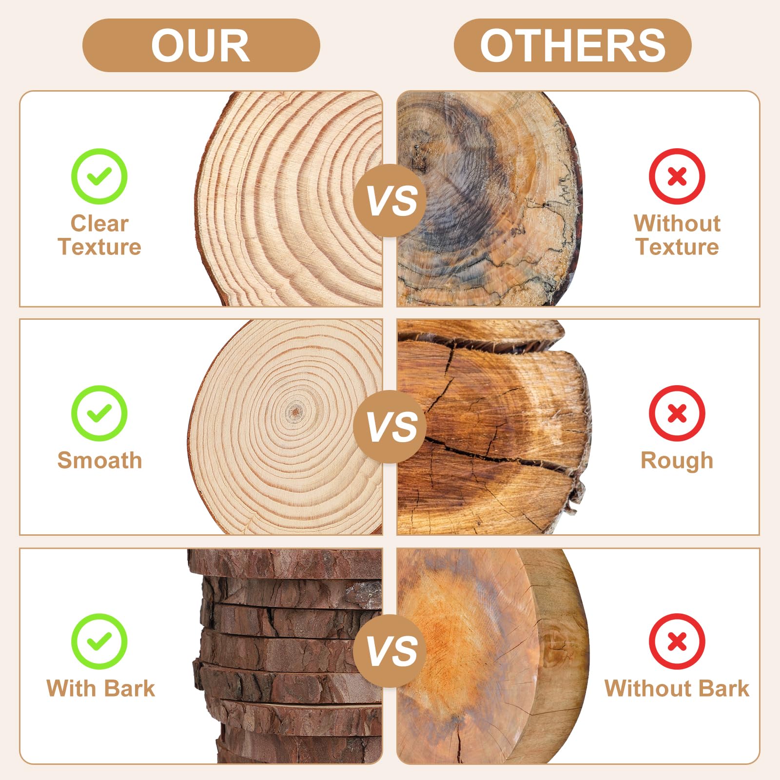 10 Dischetti Di Legno Naturali Con Corteccia - Diametro 13-14 Cm Per Decorazioni Fai Da Te - Foto 6