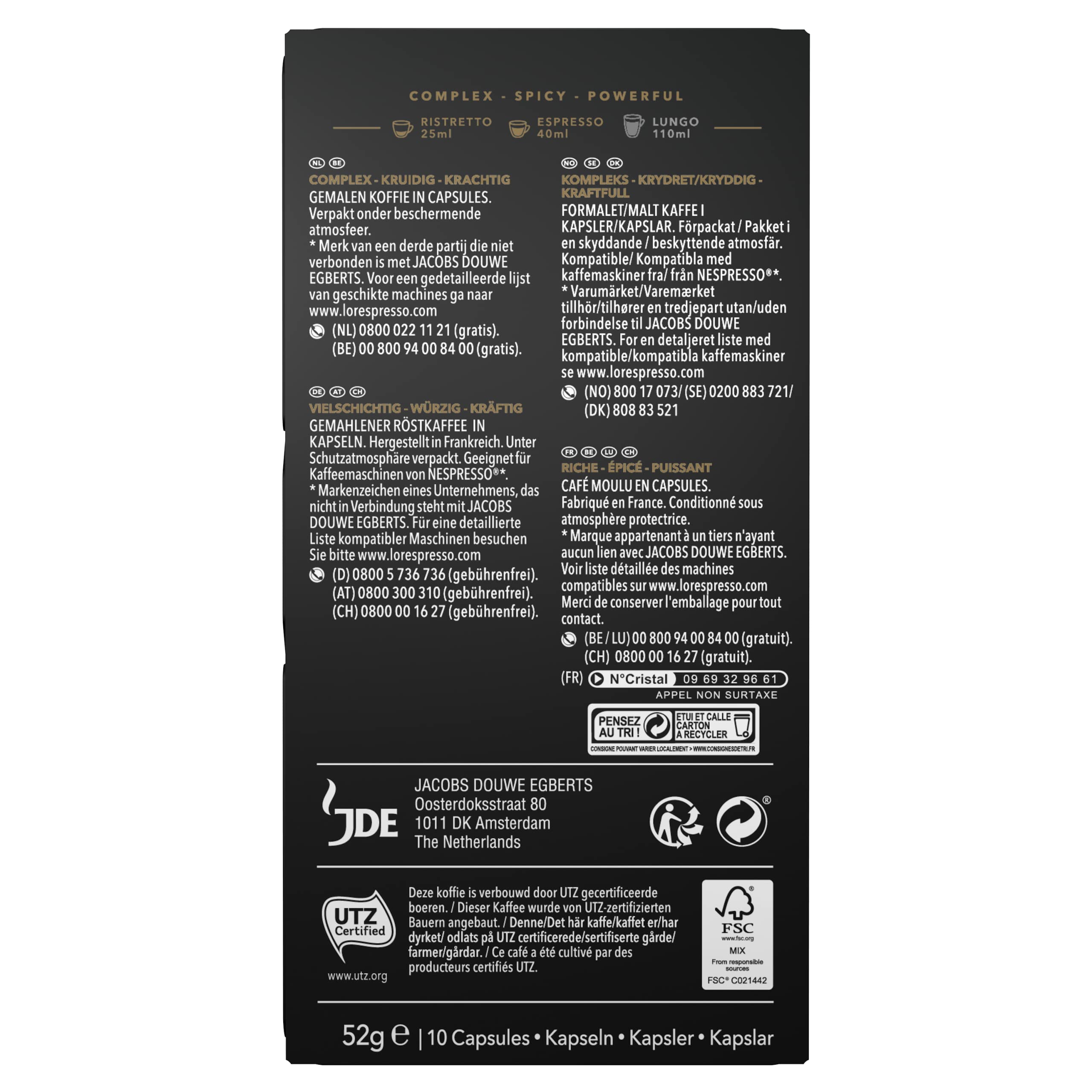 L'OR Decaffeinato - 100 Capsules de Café intensité 6 - Compatibles Nespresso (lot de 10 x 10)