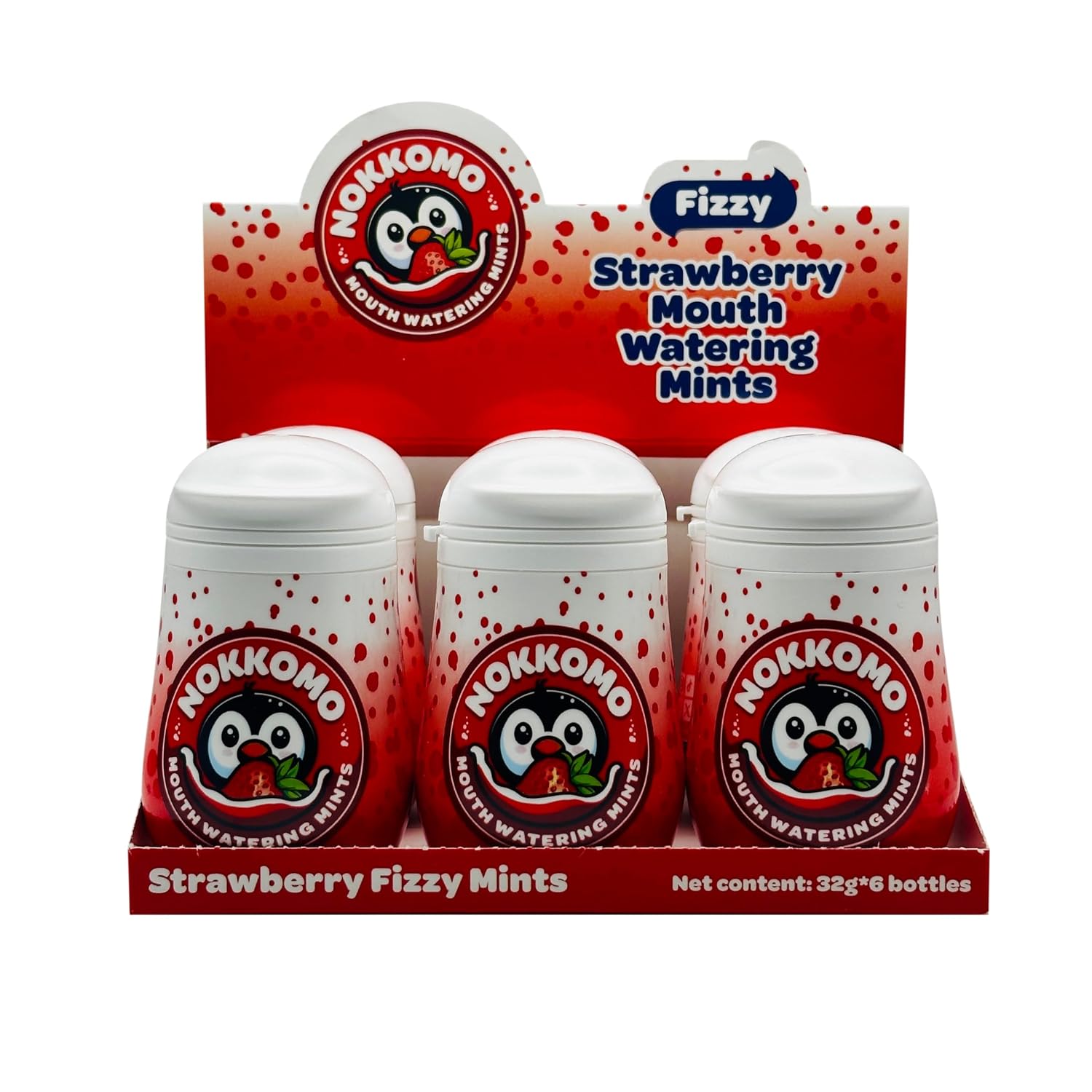 Nokkomo Strawberry Xylitol Mints for Dry Mouth Relief, Sugar-Free, Natural Saliva-Boosting, 40 Mints (Pack of 6)