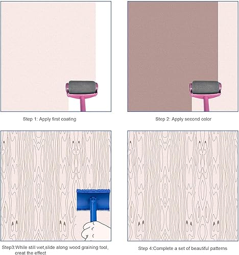 Miniatura 5 de Utoolmart Herramienta de pintura de grano de madera, pintura artística de goma para granulado de madera, herramienta de bricolaje, para decoración