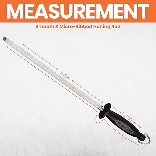 Miniatura 2 de Utopia Kitchen Cuchillo de acero afilado de 10 pulgadas que afila varilla de afilado de acero - negro
