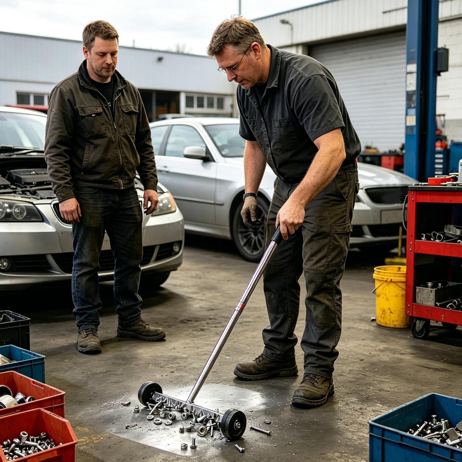 Générique Balayeuse Magnétique Roulante – Outil De Ramassage Magnétique, Bâton À Rouleau Puissant, Récupération Télescopique du Métal, Collecteur Rapide De Clous Et De Vis, Accessoire De Nettoyage D'
