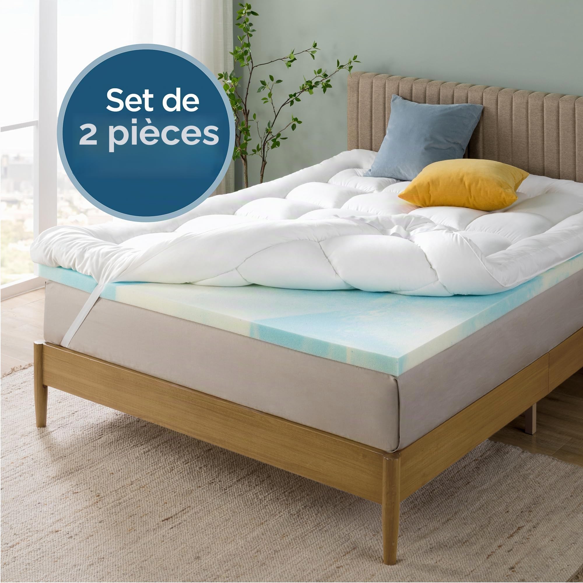 Zinus Surmatelas en Mousse à mémoire de Forme 135 x 190 cm, épaisseur 10 cm, Design à cellules Ouvertes, Respirant et Doux, fermeté Moyenne, pour améliorer Le Repos et Le Confort, certifié Oeko-Tex
