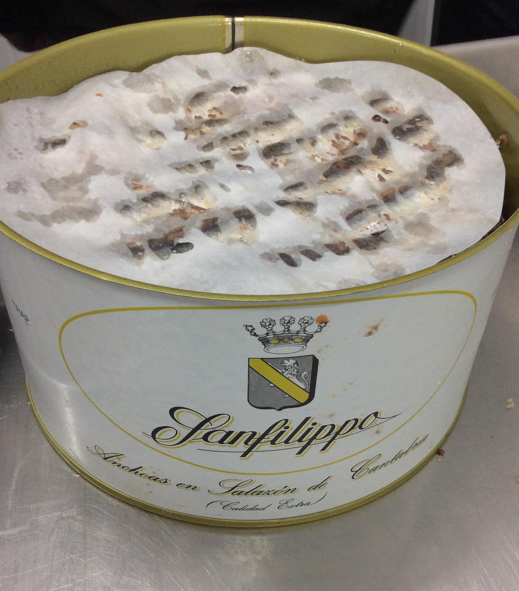 Acciughe Sottosale latta 4,5 kg I° barra sotto sale 11 pesci per strato Sanfilippo