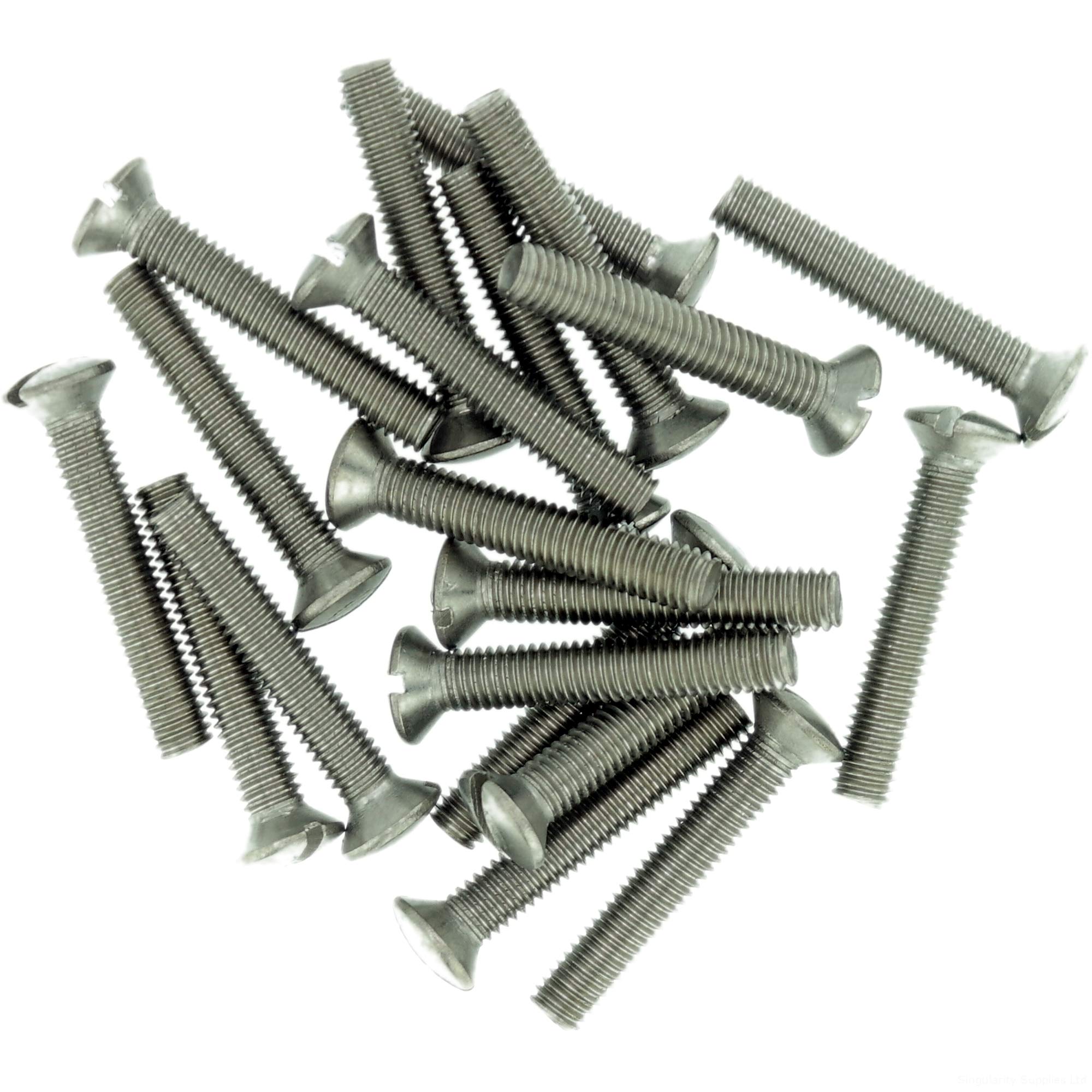 Singularity Supplies M6 (6Mm X 22Mm) Slot Raised Countersunk Machine Screw (Bolt) - Stainless Steel (A2) (Pack Of 20)