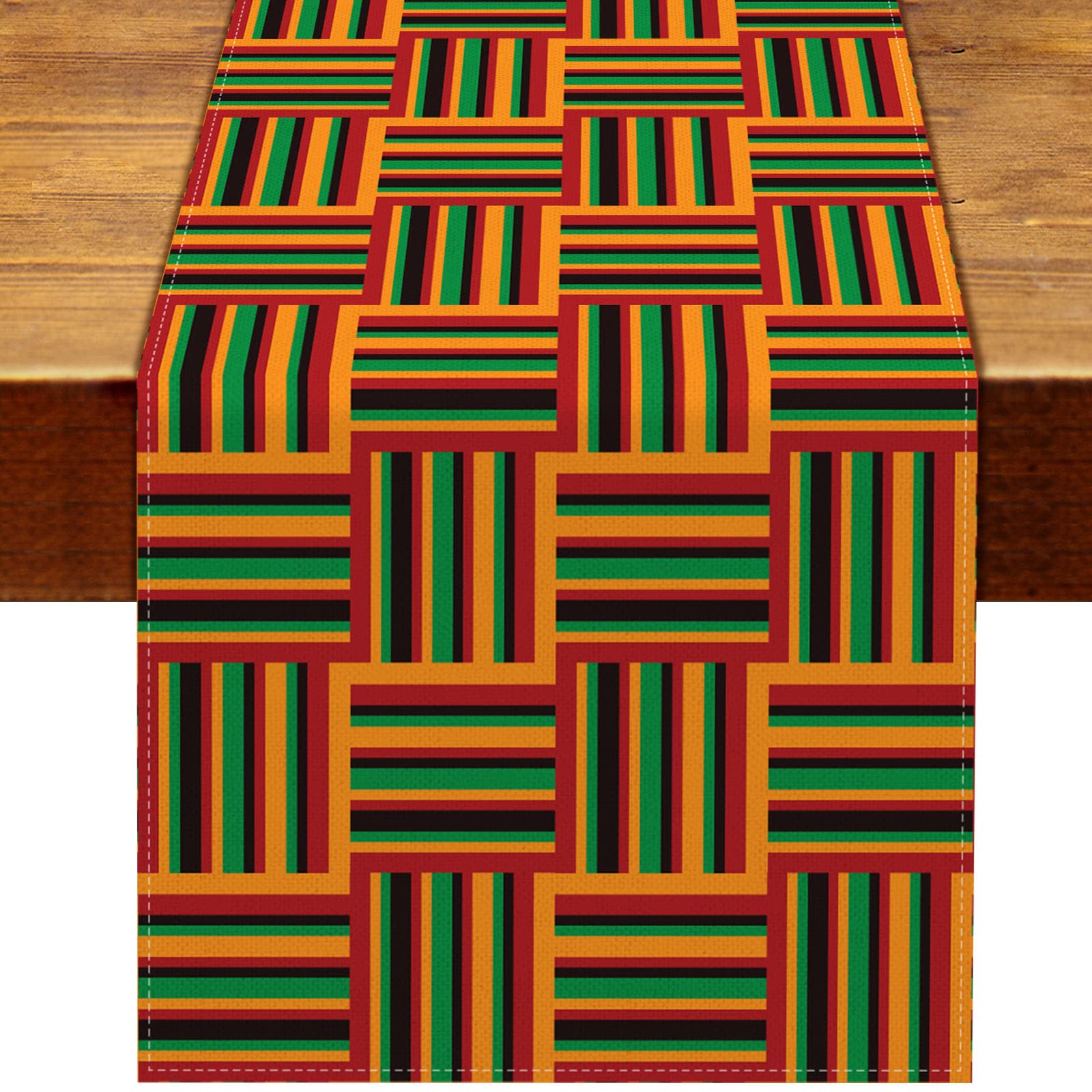 Sunwer Kwanzaa Table Runner Kente Pan Afro Africa American Juneteenth Heritage Festival Holiday Party Decoration Home Kitchen Dining Room 13 X 72inch