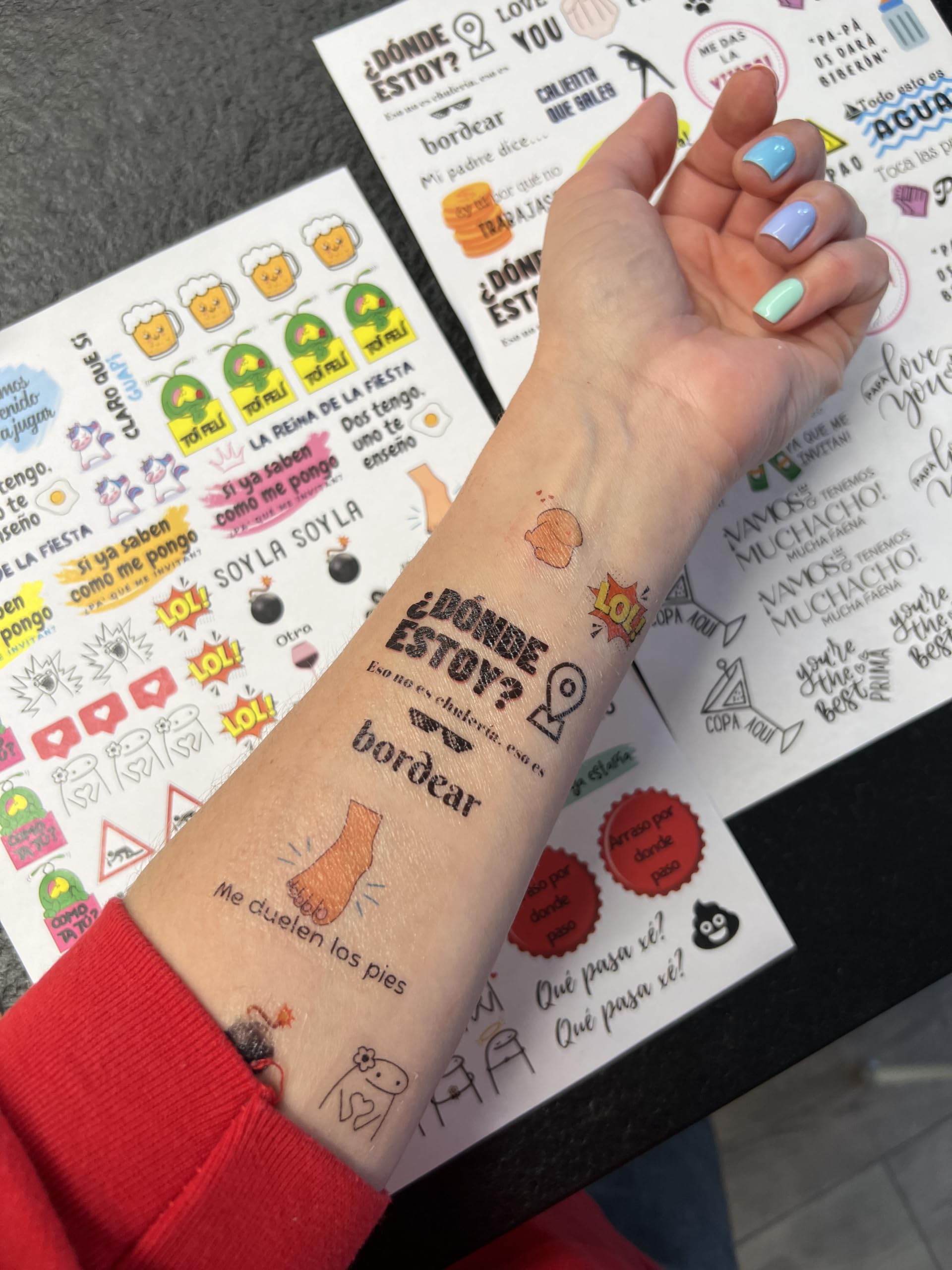 Uvimark | Tatuajes Temporales Fiesta | Más de 100 Calcomanías Divertidas | Calcomanías para Fiestas con Diseños Variados | Tatuajes Falsos Diversión