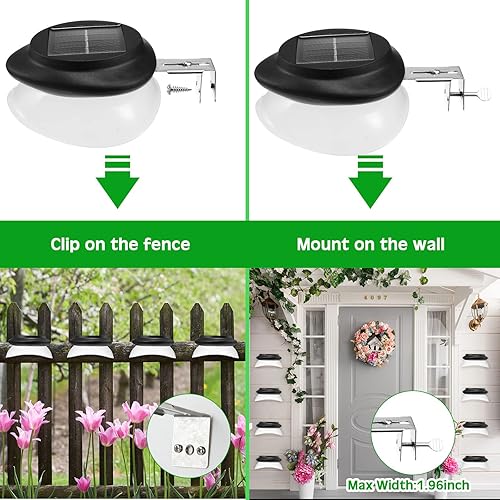 Miniatura 6 de 12 luces solares para canalón al aire libre 9 luces LED impermeables iluminación solar valla de cubierta lámparas de energía solar luz blanca para