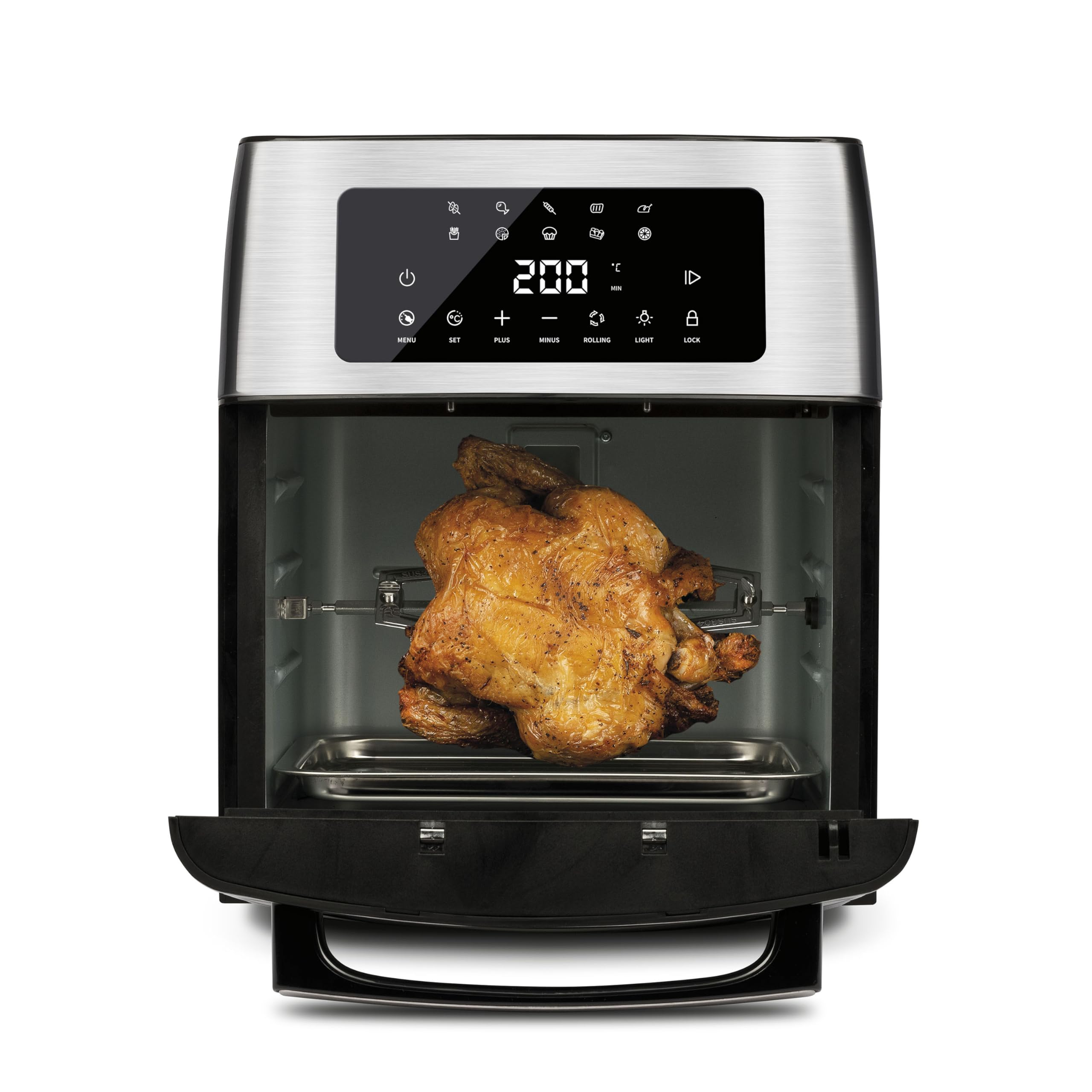 G3 Ferrari G10182, Friggisano EVO 15L, Friggitrice ad aria 15 Litri, 1700W, 10 programmi, 40-200°C, Capacità XXL, Display digitale, Accessori INOX BPA/PFOA Free e ricettario inclusi, Nero/Acciaio