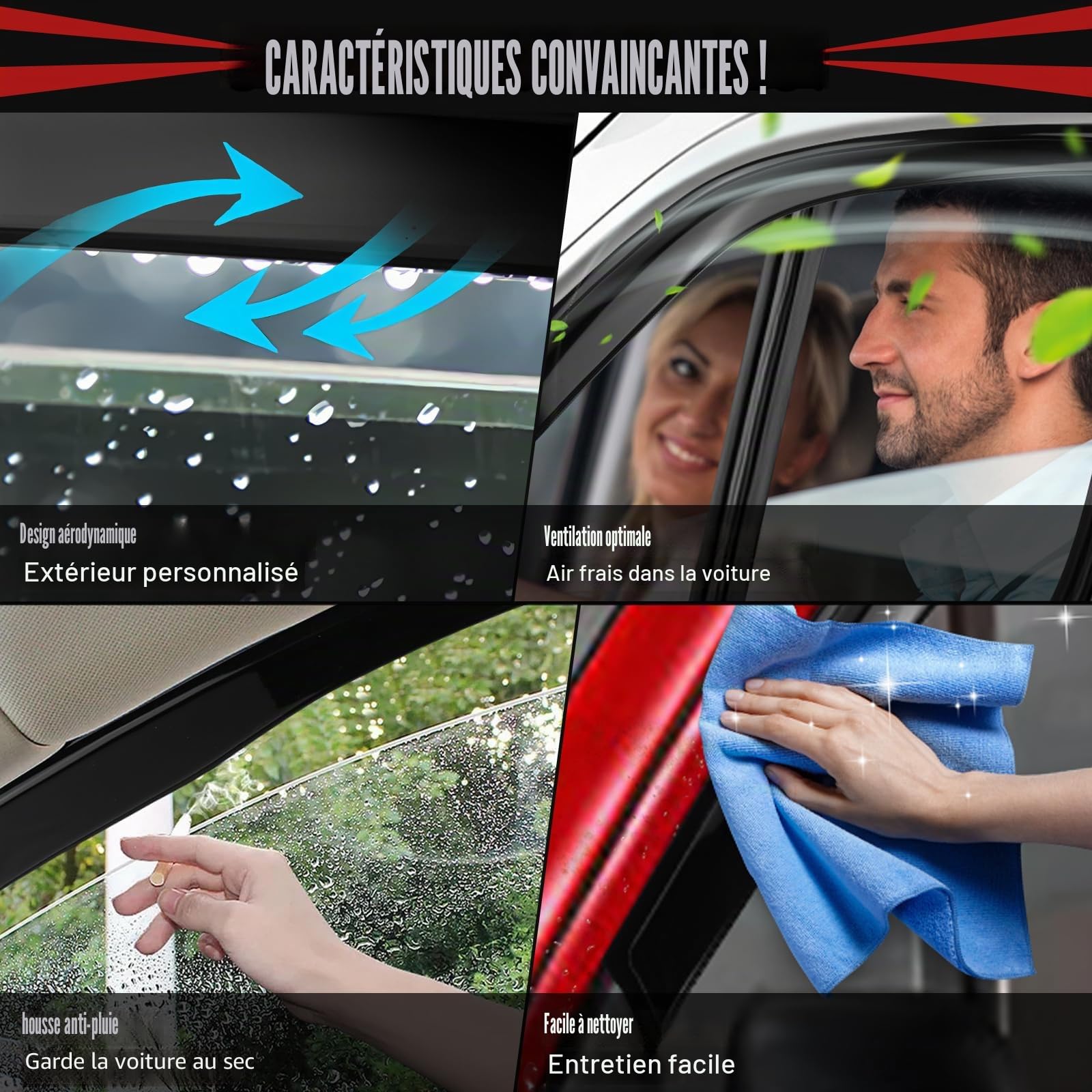 Déflecteurs de Vent Pluie d'air pour 2006-2024 Ducato, Lot of 2 Deflecteurs d'air Déflecteurs de Vent Montage Facile