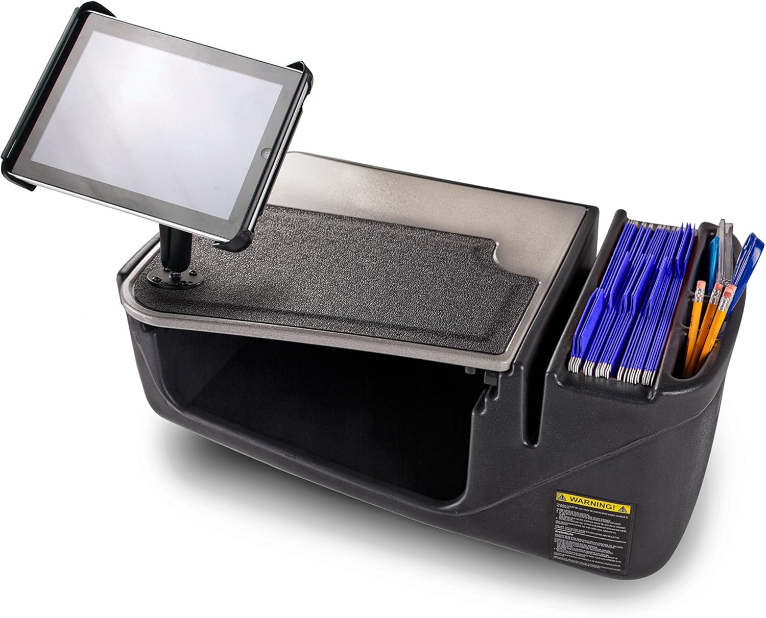 AutoExec Efficiency GripMaster Car Desk for Your Vehicle Workstation and Mobile Office, Grey with 400 watt Power Inverter and Tablet Mount