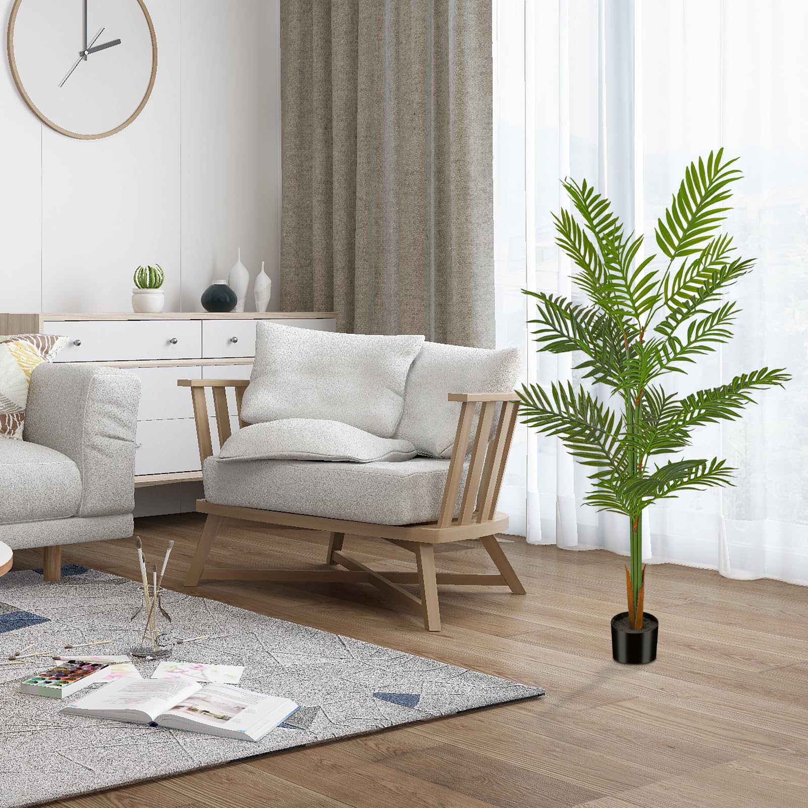 5ft Artificial Palm Tree for Home Decor, 5 Feet Faux Plant Fake ...