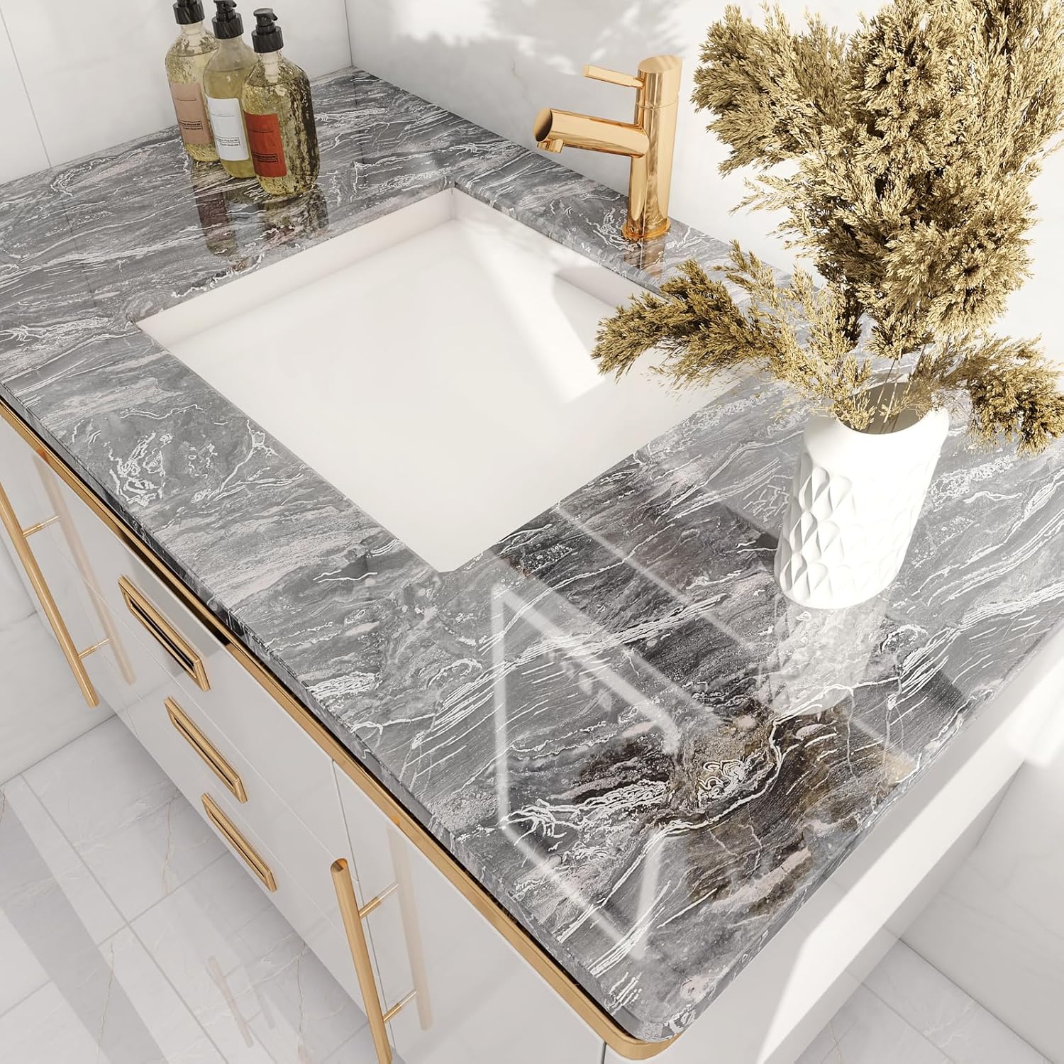 Gray and Silver Marble Contact Paper Modern Glossy Thick Peel and Stick Wallpaper A Set of 23.6"x472" Waterproof Self Adhesive Removable Wall Paper for Countertop Furniture Kitchen Bathroom