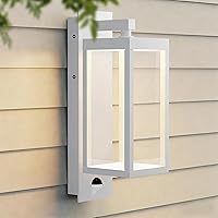 Vista 10 de Lámpara de pared para exteriores, con sensor de movimiento, luz de porche para casa, lámpara LED moderna de 15 pulgadas, color negro, linterna