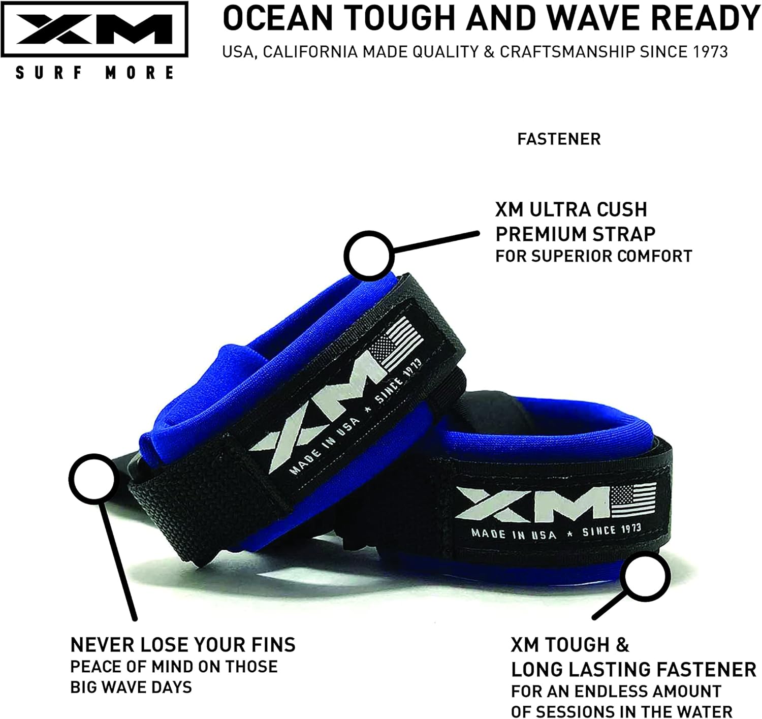 Fin Tethers - Use with Swim Fins - Secure Your Fins While Swimming, Bodyboarding & Bodysurfing - Swimming Accessories with Ultra-Strong, Adjustable Strap for Support - USA Made