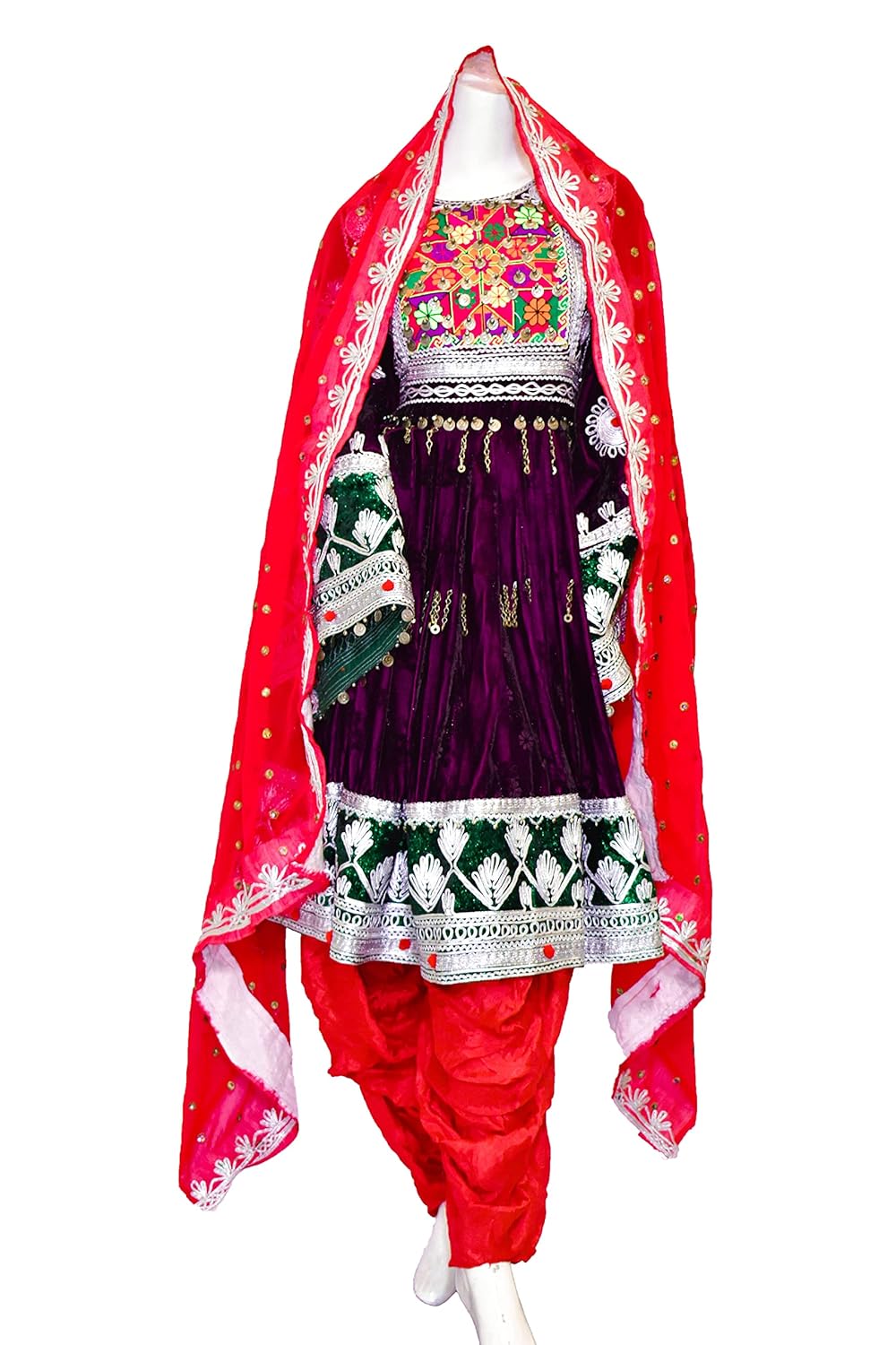Women Traditional Afghan Dress with Hand Embroidery