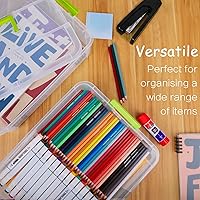 Vista 6 de Contenedores de almacenamiento de plástico de 2 capas con tapas, caja apilable y transportable transparente multipropósito, organizadores