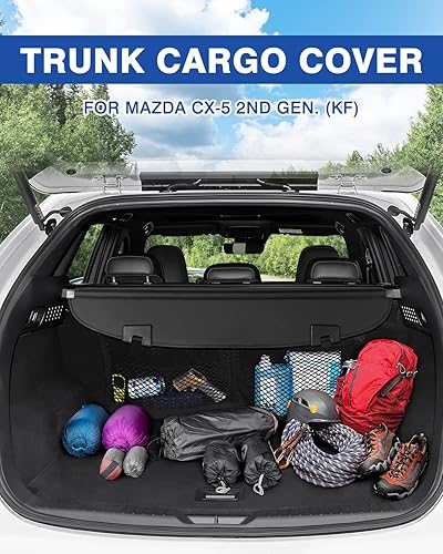 Vista 2 de Autorder Cubierta de carga mejorada para Mazda CX-5 CX5 2017-2025 Accesorios Cubierta de sombra para maletero con red de carga de almacenamiento sin