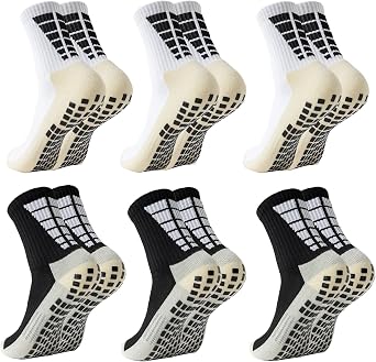 Mens Grip Soccer Socks Anti Slip Athletic Socks Non Slip Grippy Football Basketball Sock with Grip Pads