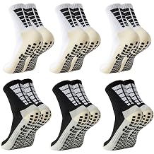 Mens Grip Soccer Socks Anti Slip Athletic Socks Non Slip Grippy Football Basketball Sock with Grip Pads