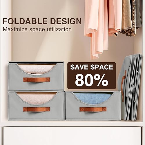 Miniatura 7 de Organizadores grandes de armario, cajones de almacenamiento para ropa, contenedores de tela con asa, contenedores organizadores plegables para