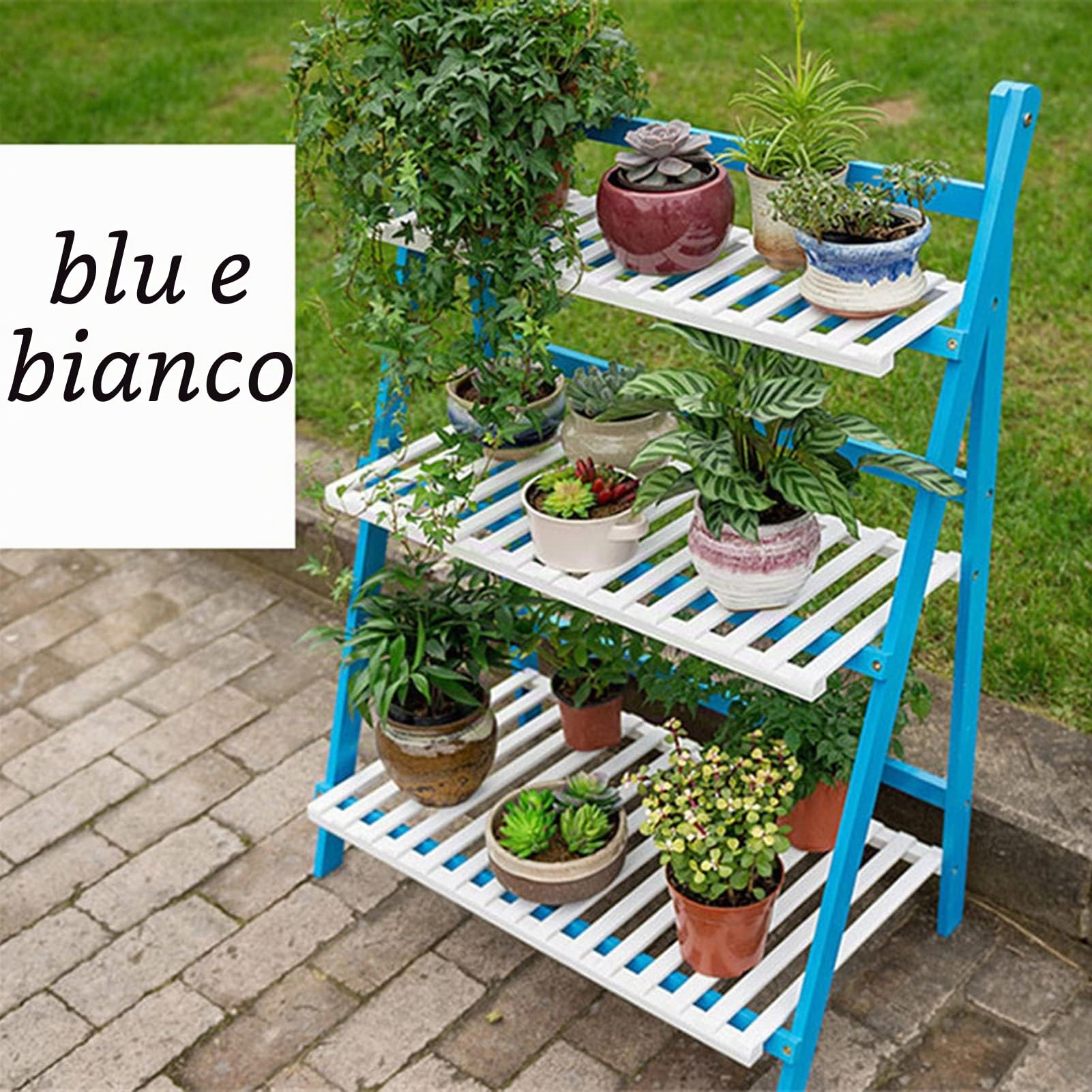 Portavasi per fiori Mensola per fioriera Scaffale stand in vaso Multi Layer Foldable Plant Pots Rack Stand Shelf for Balcony Living Room Garden Patio Supporto per fiori pieghevole 3 livelli Bianco