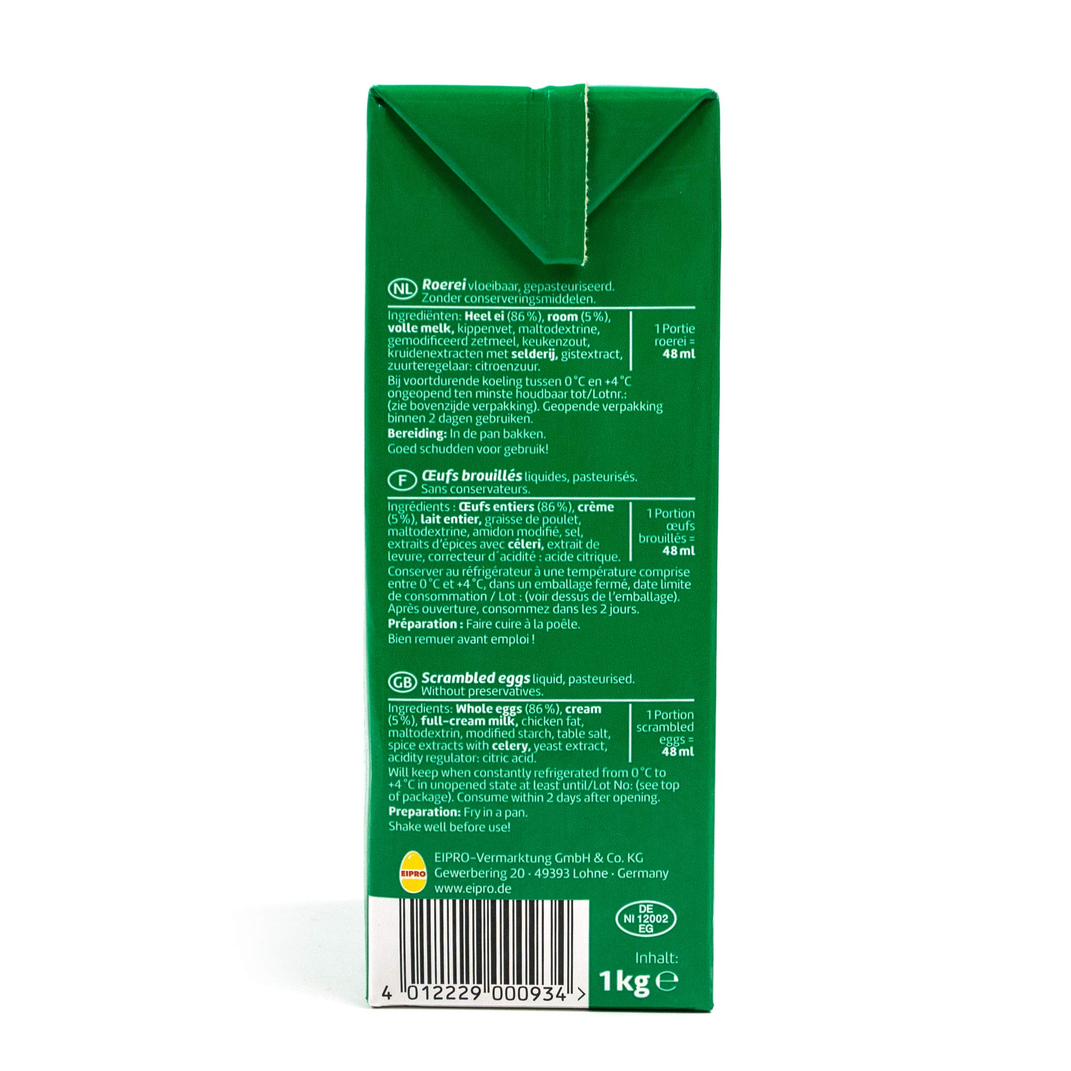 Eifix - 5er Pack Schlemmer Rührei pfannenfertig 1 kg Packung - Eipro Vollei flüssig lecker gewürzt mit bester Sahne (pasteurisiert)