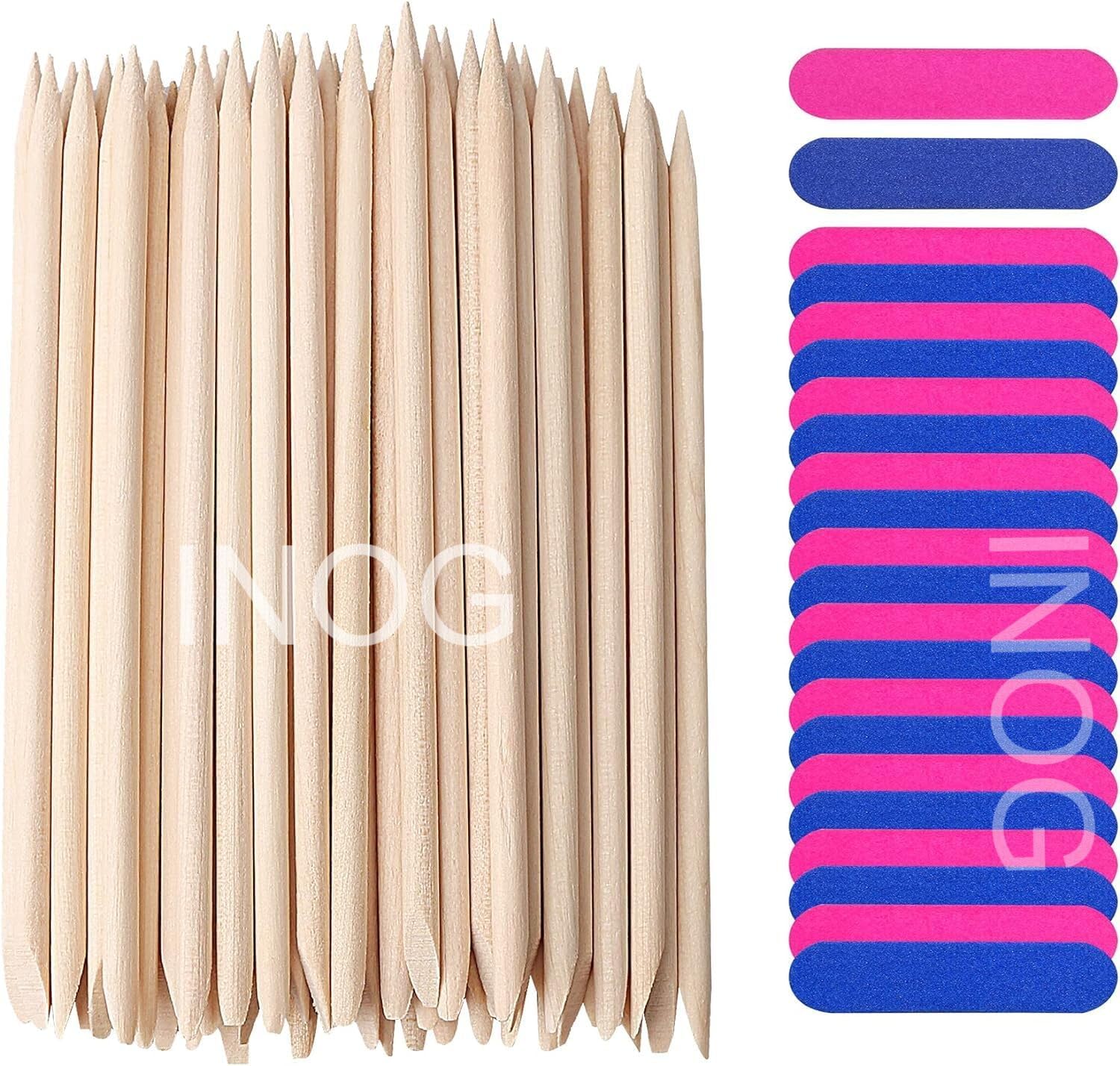 Mini Files 100pcs Double Sided Fingernail Files Emery Boards and 100 Pcs Nail Cuticle Sticks Orange Sticks for Nails-image-31