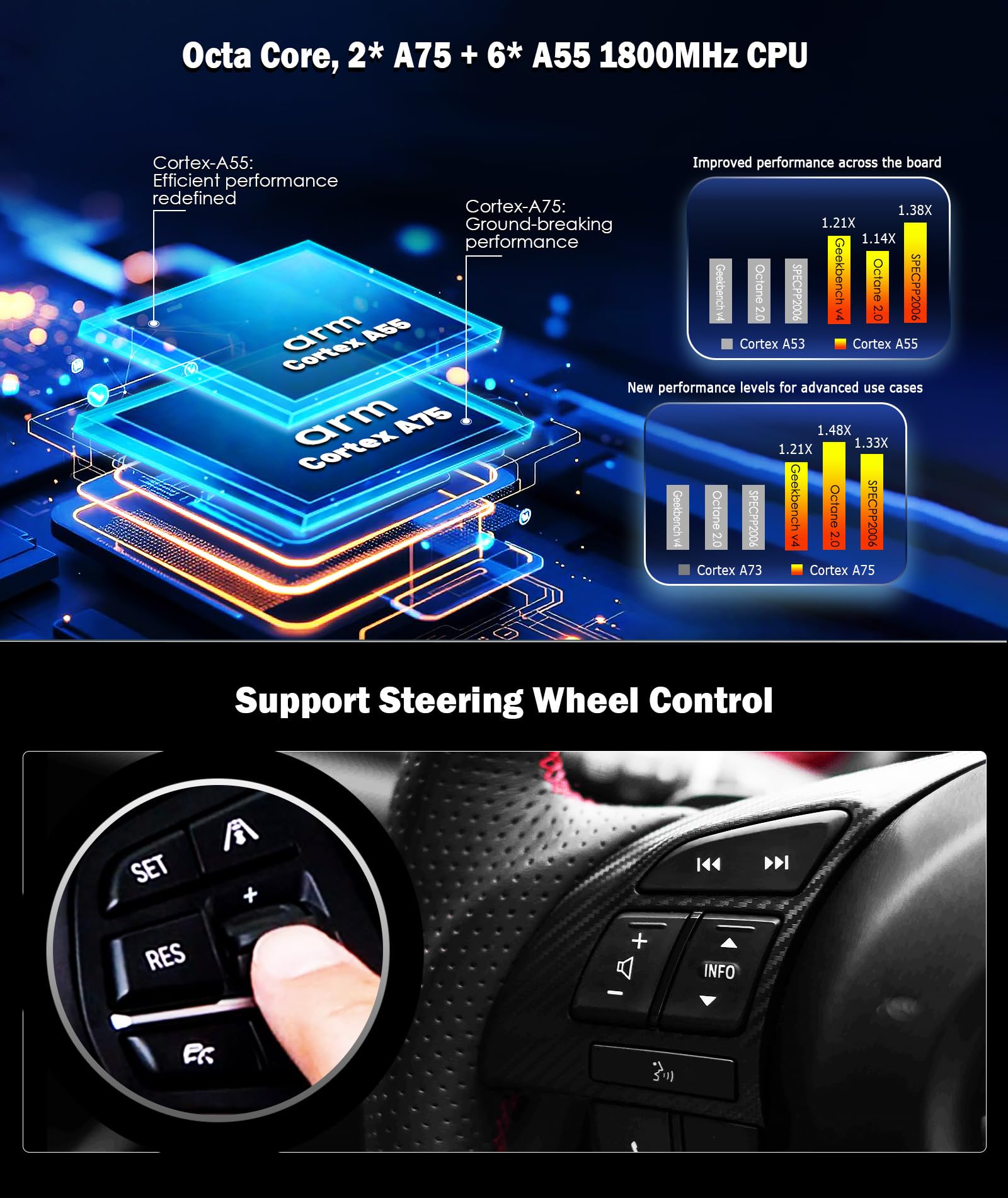 Erisin 7 Zoll 8-Kern 4GB RAM 64GB ROM Android 14 Autoradio mit GPS Navi für Opel Antara Astra H Corsa C/D Meriva Signum Zafira Combo ​Holden Bluetooth CarPlay Android Auto WiFi DAB+ CD USB DSP RDS