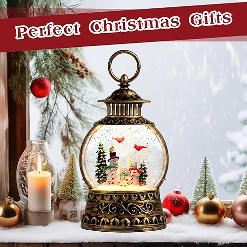 Miniatura 7 de Globo de nieve de muñeco de nieve de Navidad, luces de linterna musical cardenal con temporizador de 6 horas y alimentado por USB, globo de