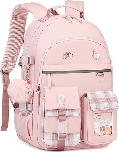 AO ALI VICTORY Mochila para niñas, mujeres, niños, escuela primaria, escuela secundaria, universidad, mochila para laptop, mochila de viaje, Rosado,