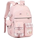 AO ALI VICTORY Backpack for Girls Women Kids Elementary Middle High School Bag Cute College Bookbags Large Laptop Backpacks 15.6 Inch for Teens Students Antitheft Travel Daypack Pink