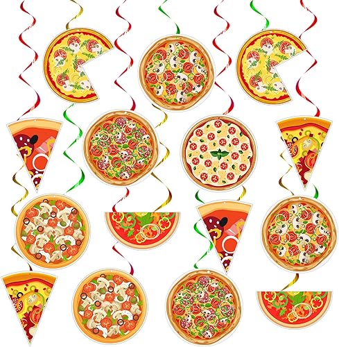 Teling 48 piezas de decoración de fiesta de pizza colgante de remolino temático decoración de techo remolinos para suministros de fiesta de