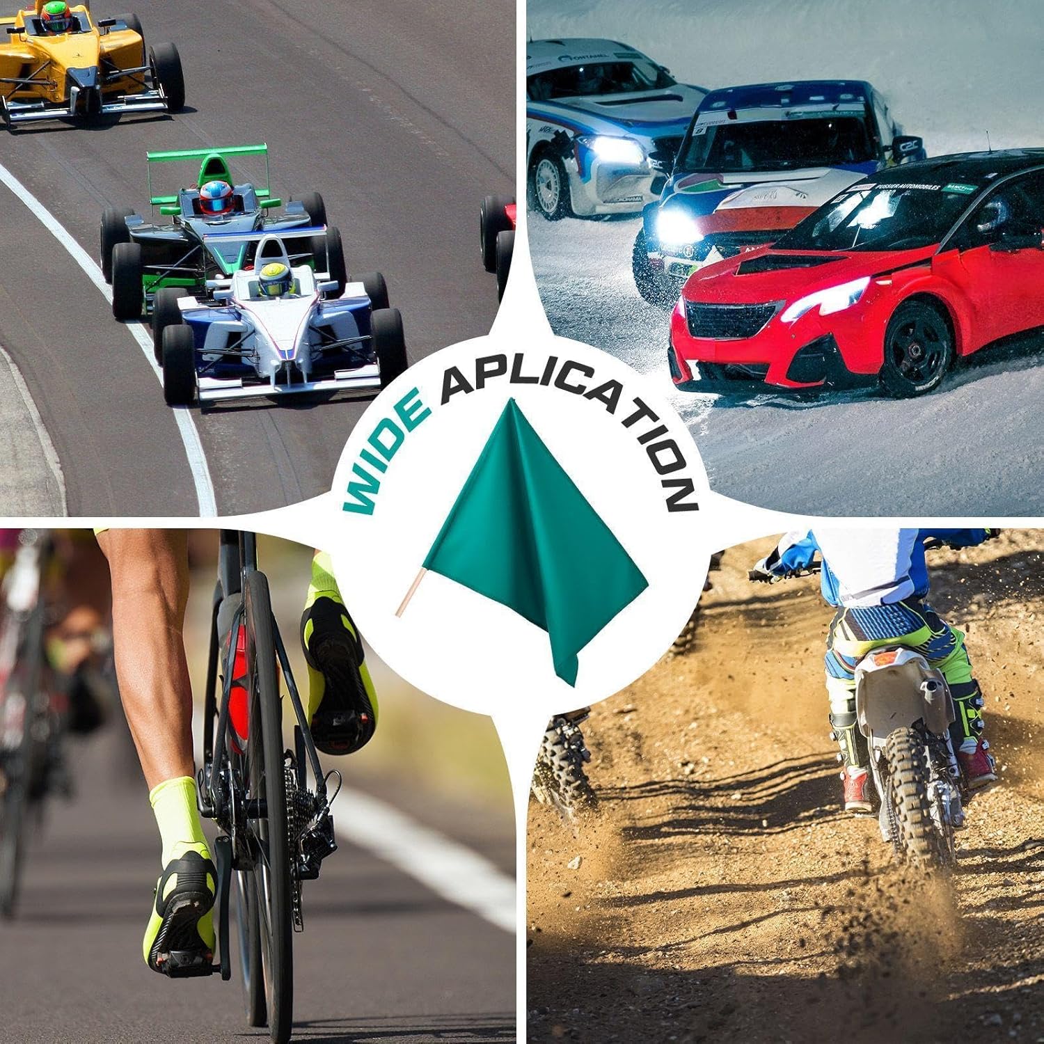 SmoothNovelty 24x30 Inch Green Racing Flag with 30" Pole — Auto Racing Sports Flags for Track Events, Athletic Competitions, Outdoor Sports, — Polyester with Reinforced Edges(Classic)