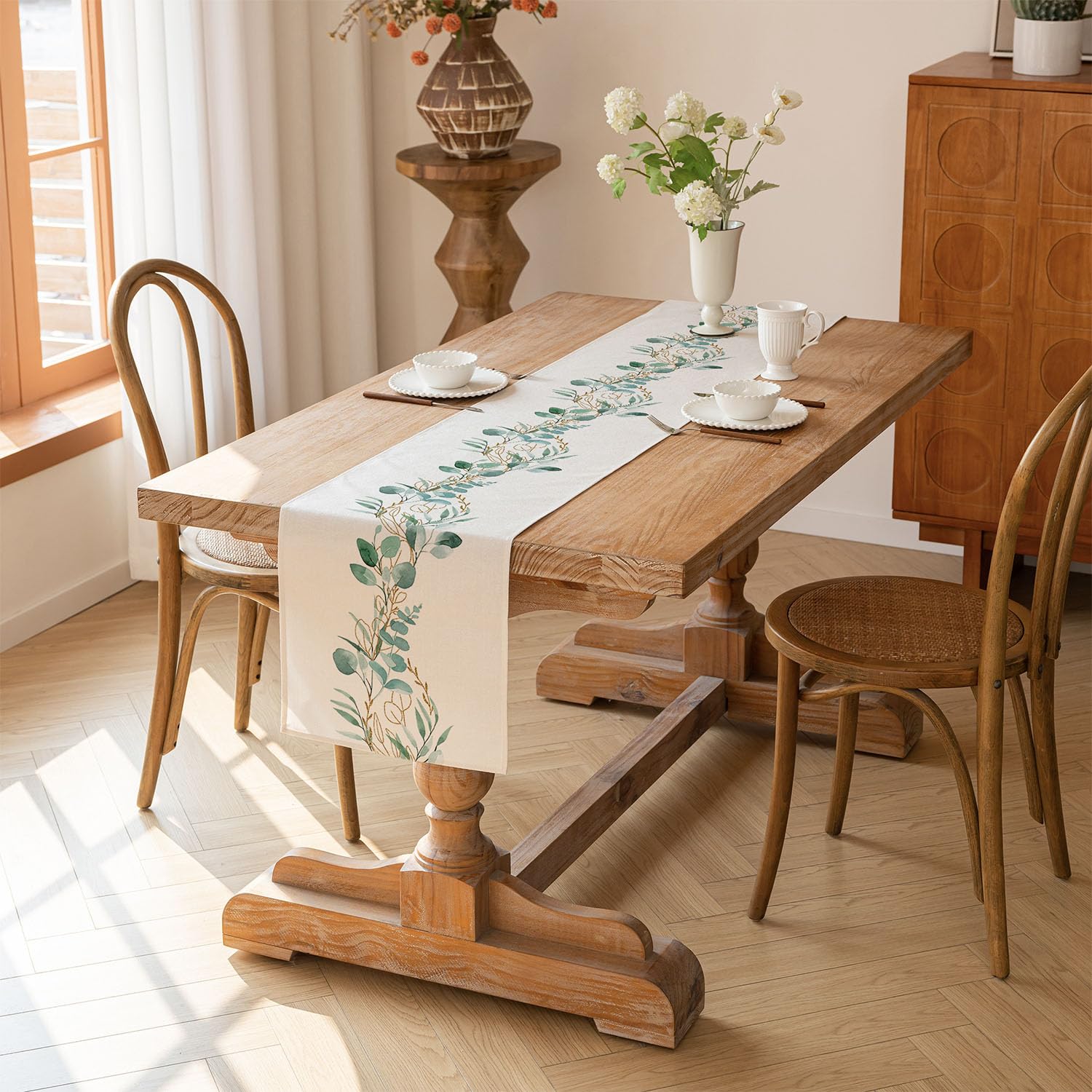 Aitsite Runner Da Tavolo 40x140 Cm Verde Eucalipto In Poliestere: Elegante E Lavabile In Lavatrice Per Decorare La Tavola In Occasioni Speciali E Uso Quotidiano