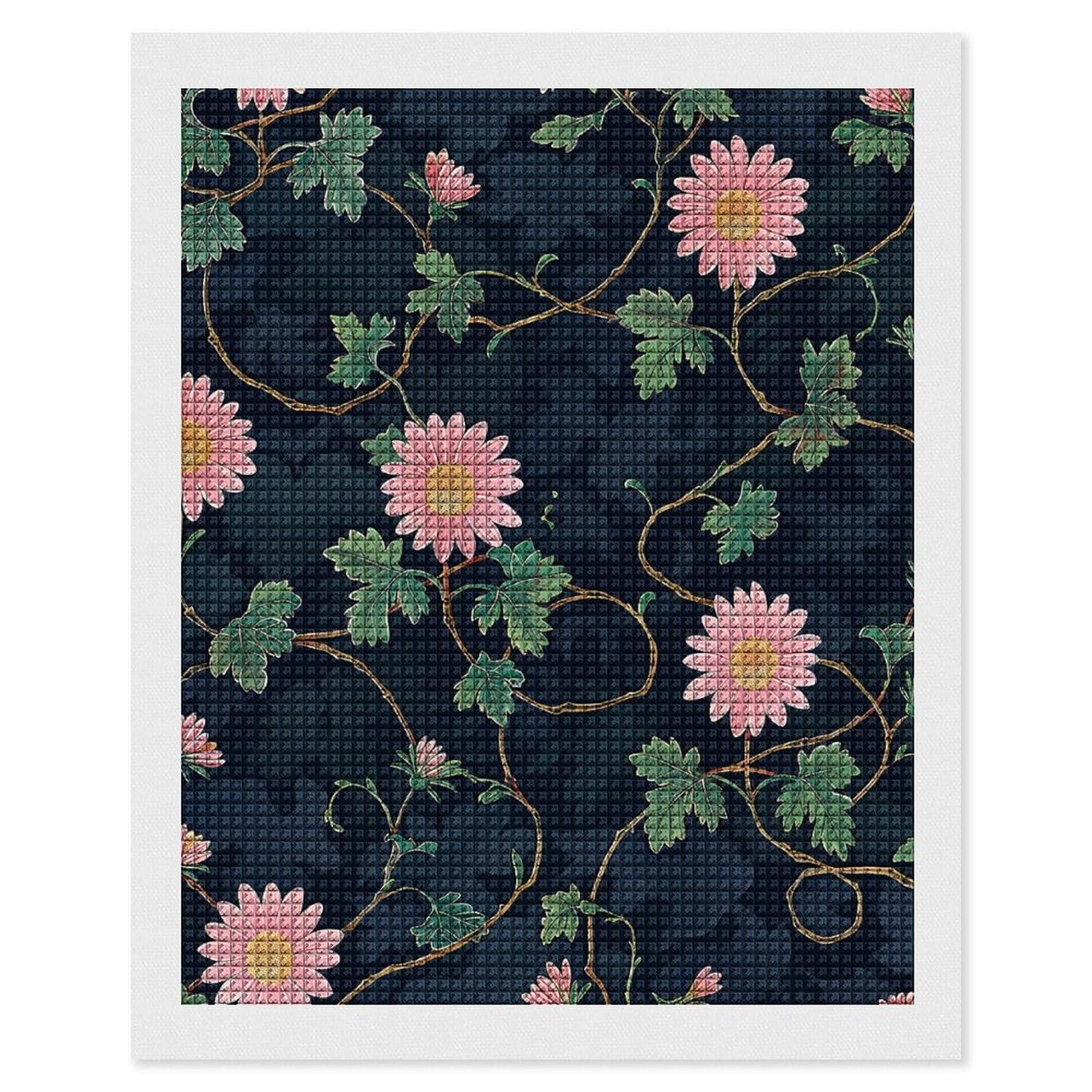 Daisies and Vines Diamond Art Kits for Adults, DIY 5D Diamonds Painting Kits for Beginner, Round Full Drill Diamond Dots Painting, 16"x20" Diamonds Pictures Gem Art and Crafts Wall Decor
