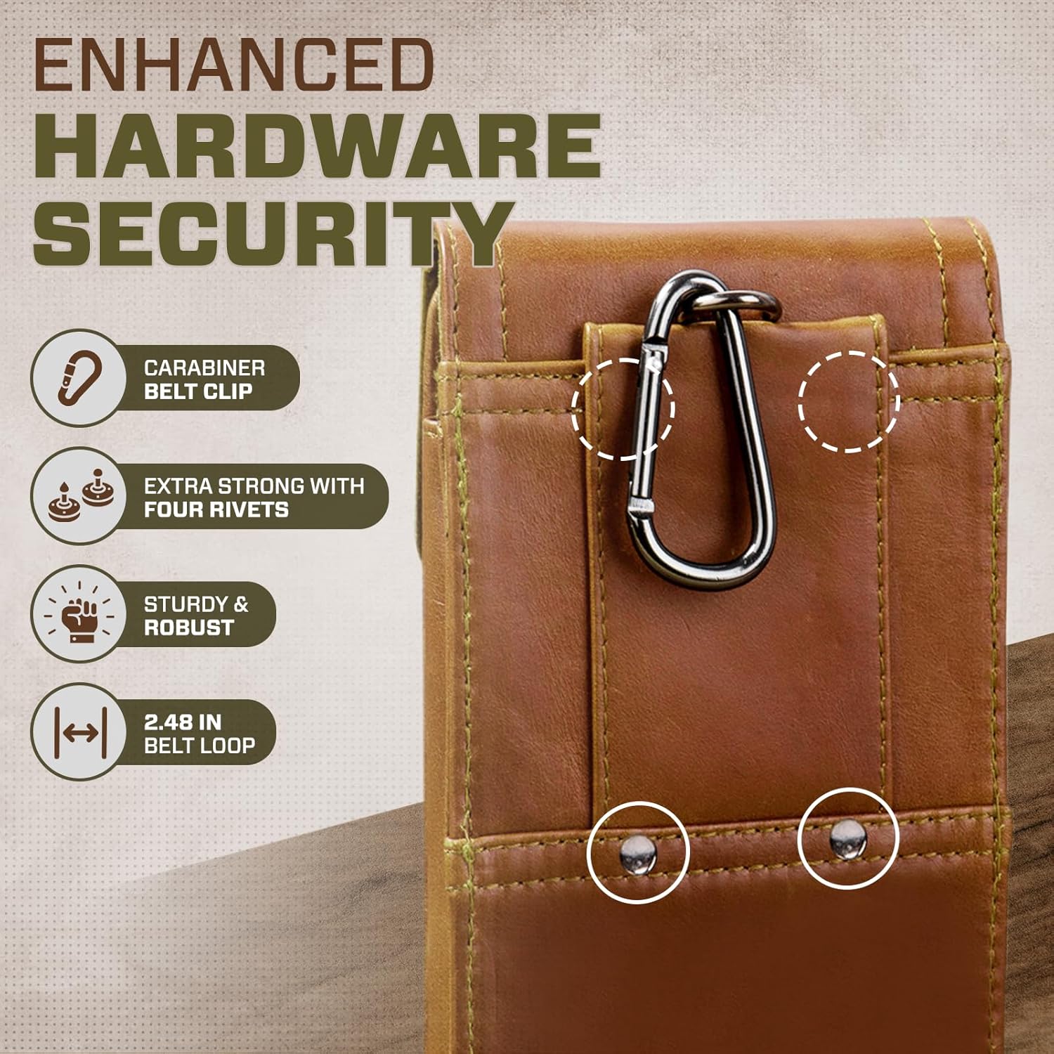 Hengwin Leather Phone Holster with Magnetic Closure Belt Clip, Cell Phone Holder for Work, Outdoor, Belt Case Pouch Fit for iPhone 17 Pro Max 16/15/14/13 Pro Max Samsung Galaxy S25 Ultra (Yellow) - Image 5