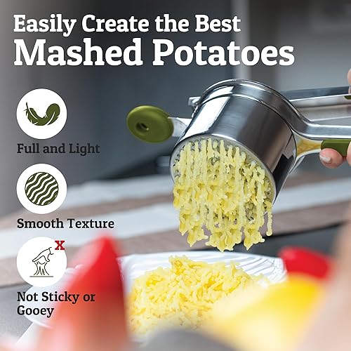 Miniatura 112 de PriorityChef - Prensa de papas grande de 15 onzas, de acero inoxidable resistente, herramienta de cocina, prensa y triturado para un puré de papas
