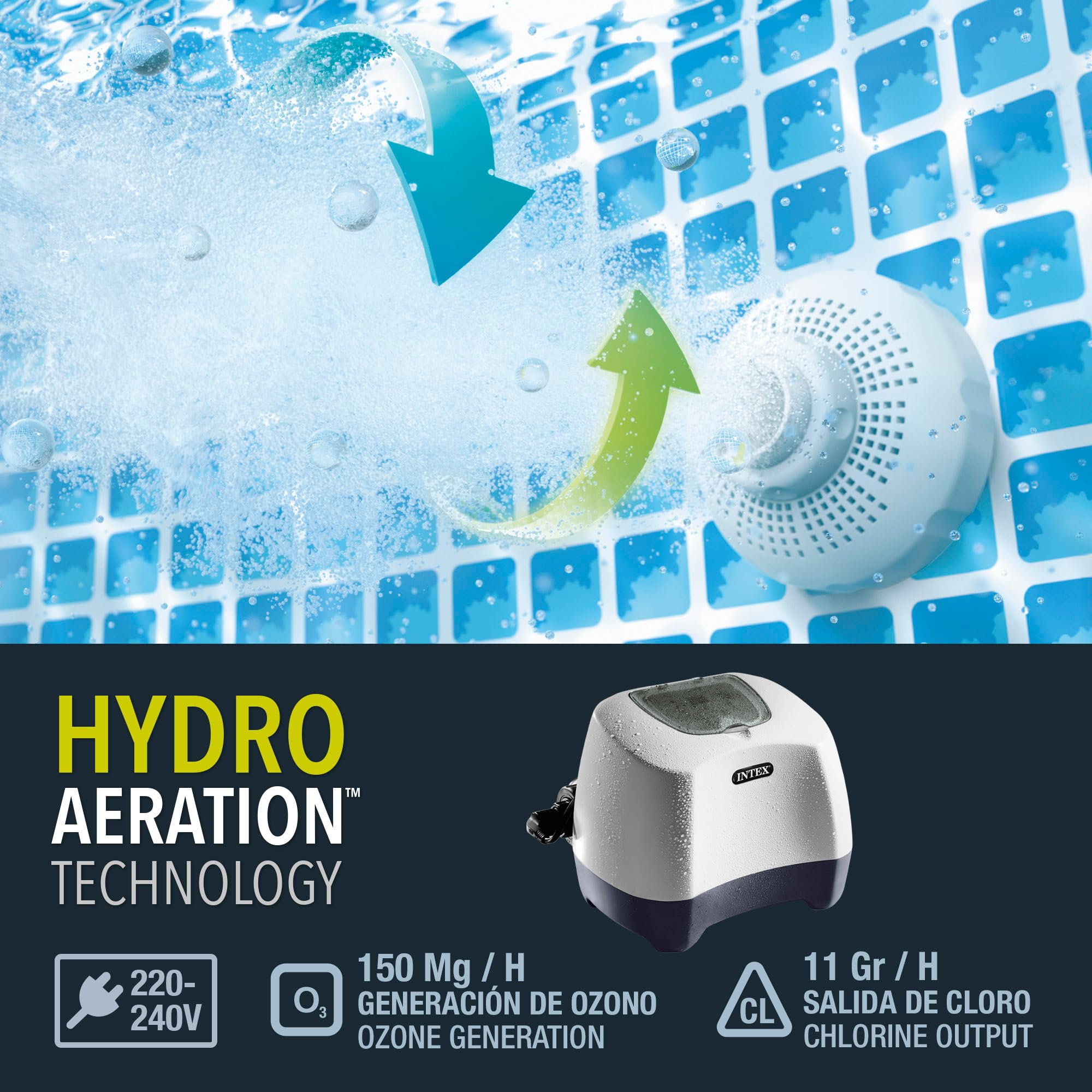 Intex Krystal Clear Ozone and Saltwater System - Ozon- und Salzwassersystem - Poolreinigung ohne chemischen Chlor(geruch), 28666